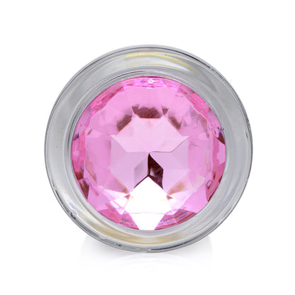 BOOTY SPARKS PINK GEM GLASS ANAL PLUG SMALL