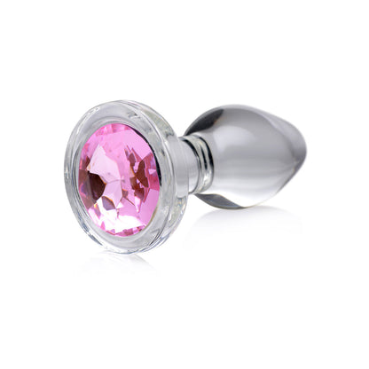 BOOTY SPARKS PINK GEM GLASS ANAL PLUG SMALL