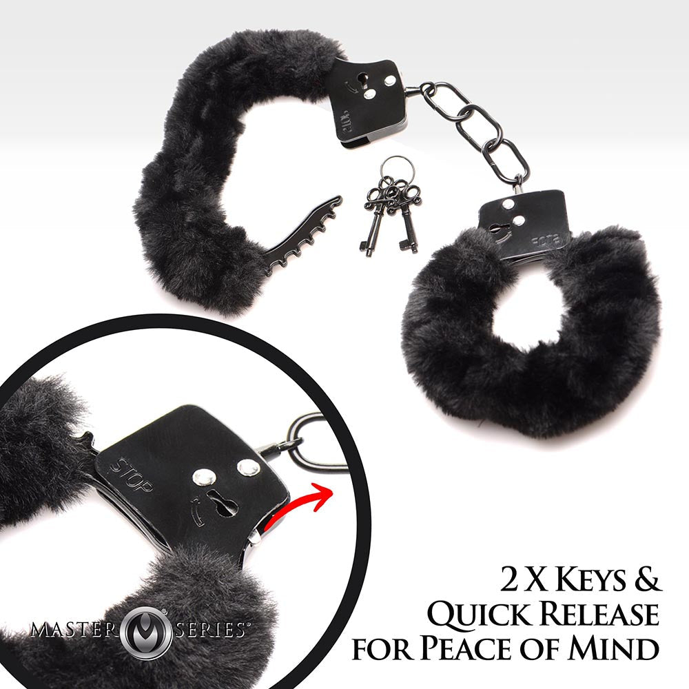 XR BRANDS - MASTER SERIES CUFFED IN FUR FURRY HANDCUFFS