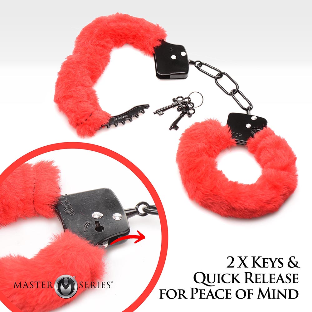 XR BRANDS - MASTER SERIES CUFFED IN FUR FURRY HANDCUFFS