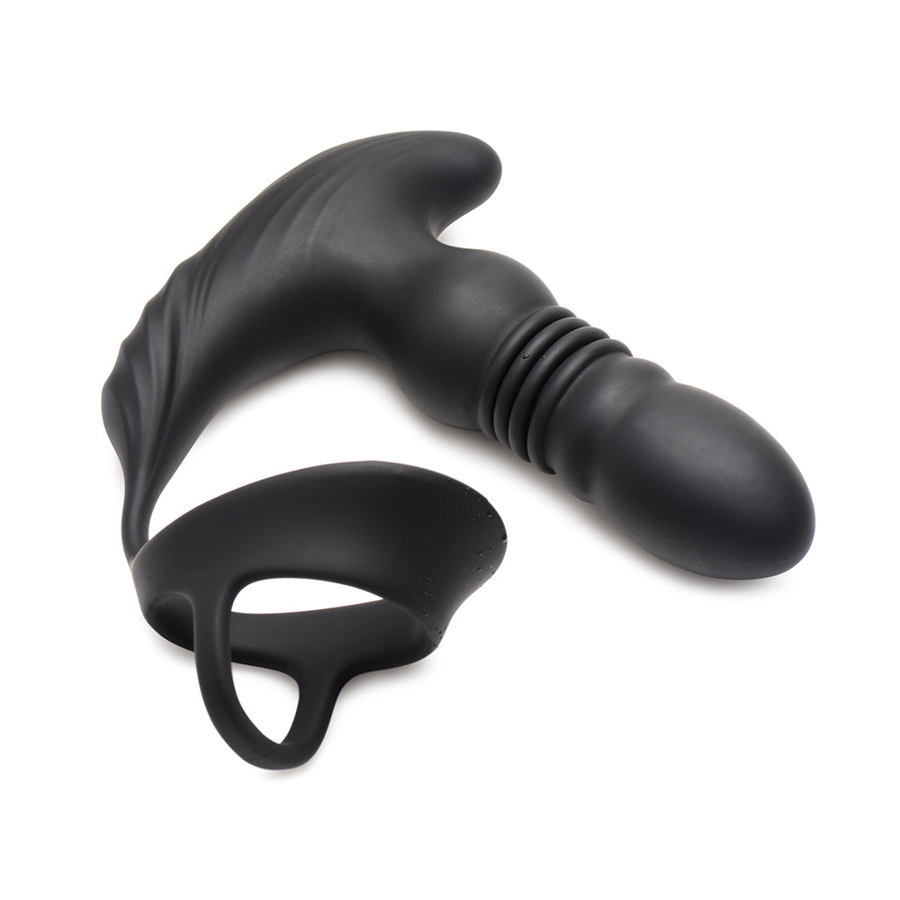 THUNDERPLUGS 10X THRUSTING SILICONE VIBRATOR WITH COCK & BALL STRAP & REMOTE