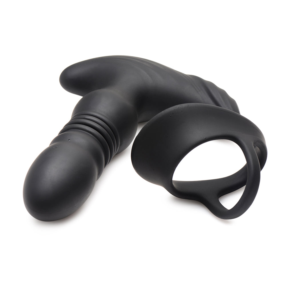 THUNDERPLUGS 10X THRUSTING SILICONE VIBRATOR WITH COCK & BALL STRAP & REMOTE