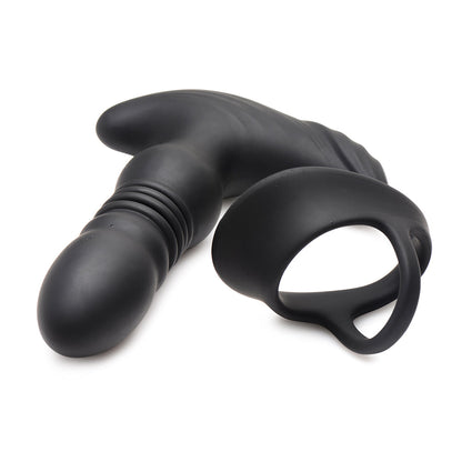 THUNDERPLUGS 10X THRUSTING SILICONE VIBRATOR WITH COCK & BALL STRAP & REMOTE