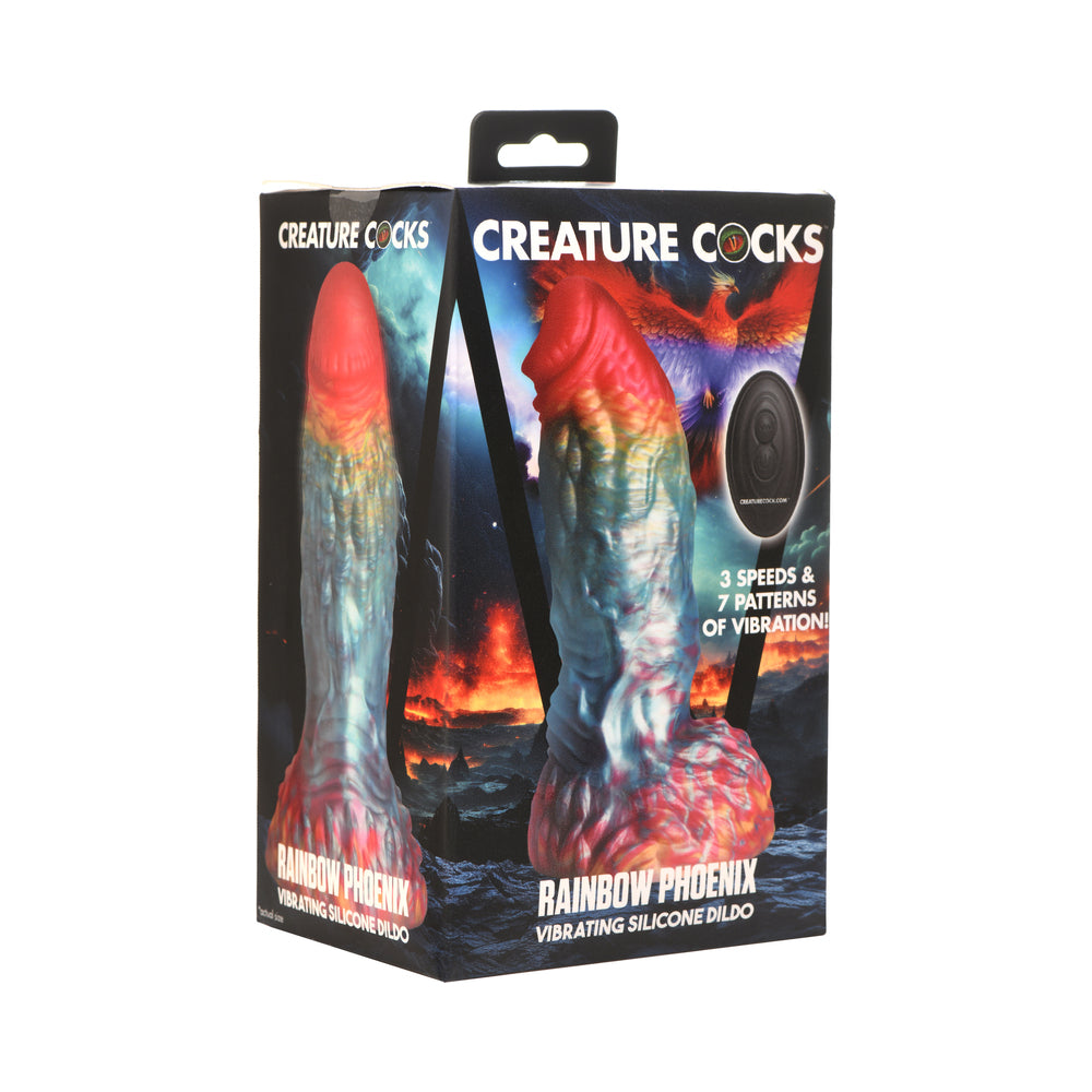 CREATURE COCKS RAINBOW PHOENIX VIBRATING SILICONE DILDO