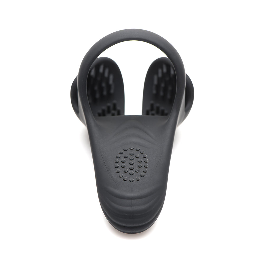 TRINITY MEN 10X SILICONE COCK & BALL RING WITH TAINT STIM AND REMOTE CONTROL