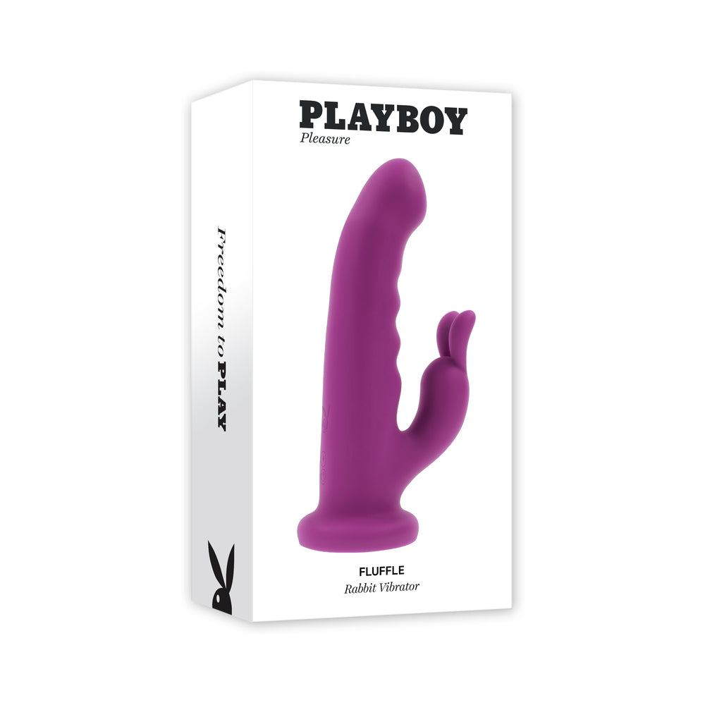 PLAYBOY FLUFFLE RECHARGEABLE VIBRATING DUAL STIMULATOR SILICONE PURPLE