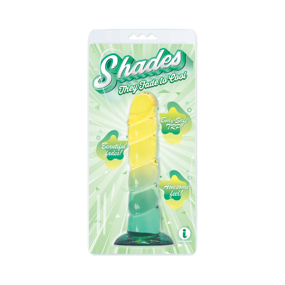SHADES SWIRL 7.5 IN. DILDO YELLOW/MINT