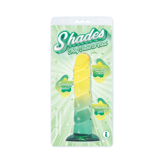 SHADES SWIRL 7.5 IN. DILDO YELLOW/MINT