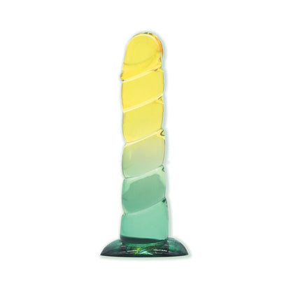 SHADES SWIRL 7.5 IN. DILDO YELLOW/MINT