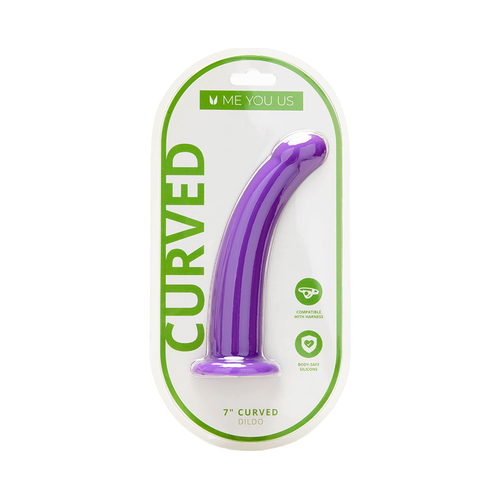 ME YOU US 7 IN. CURVED SILICONE DILDO PURPLE