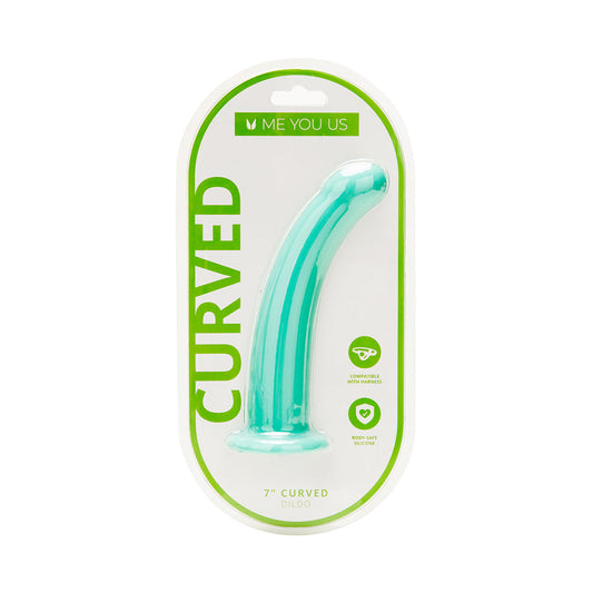 ME YOU US 7 IN. CURVED SILICONE DILDO AQUA