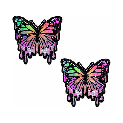 PASTEASE BUTTERFLY MELT TRIPPY GLITTER RAINBOW NIPPLE PASTIES