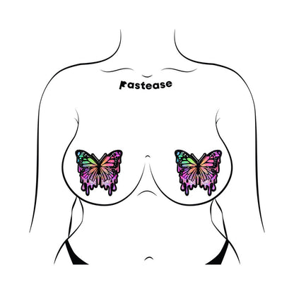 PASTEASE BUTTERFLY MELT TRIPPY GLITTER RAINBOW NIPPLE PASTIES