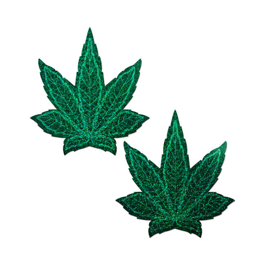 PASTEASE - POT LEAF GLITTER GREEN FULL BREAST COVERS SUPPORT TAPE