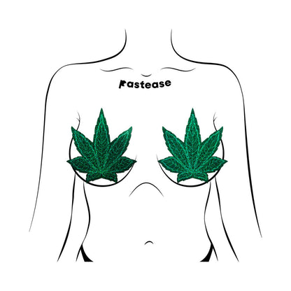 PASTEASE POT LEAF GLITTER GREEN FULL BREAST COVERS SUPPORT TAPE