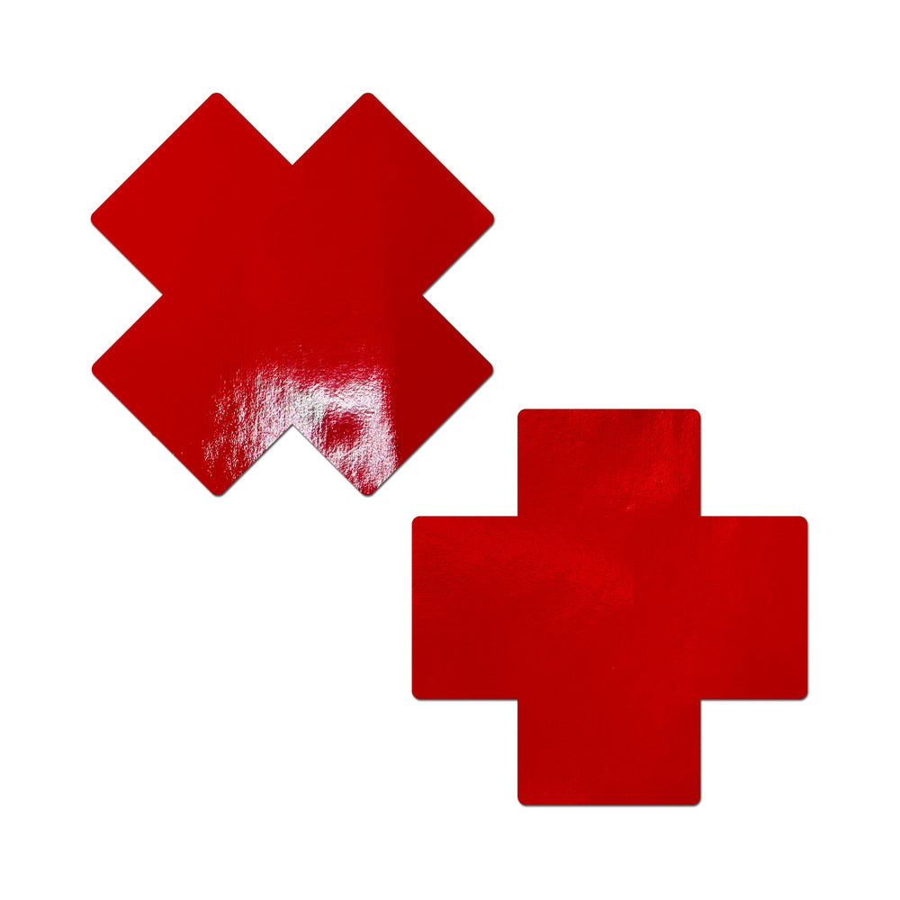 PASTEASE FAUX LATEX PLEATHER VINYL RED FULL BREAST COVERS SUPPORT TAPE