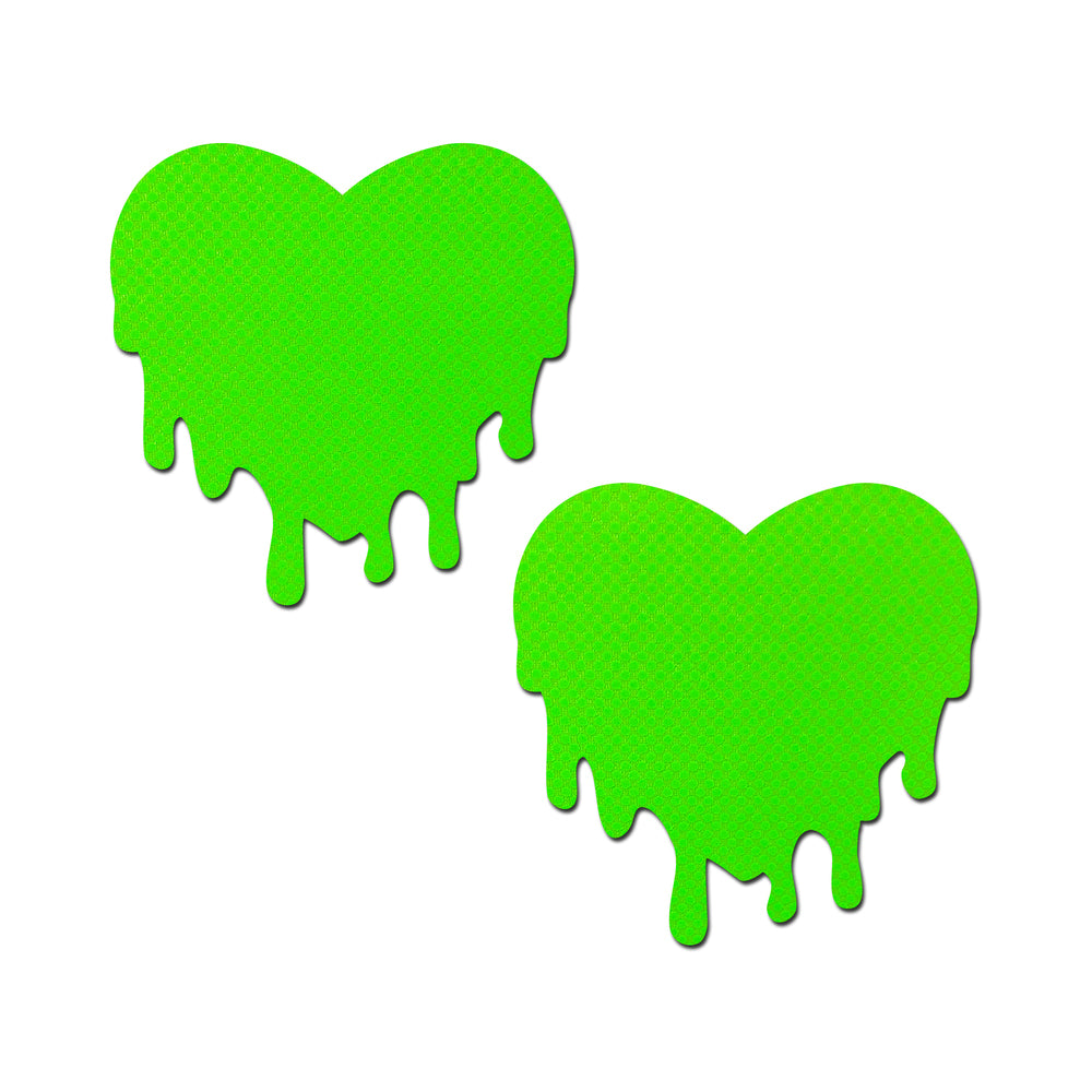 PASTEASE NEON GREEN MELTY HEART NIPPLE PASTIES