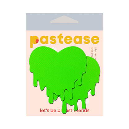 PASTEASE NEON GREEN MELTY HEART NIPPLE PASTIES