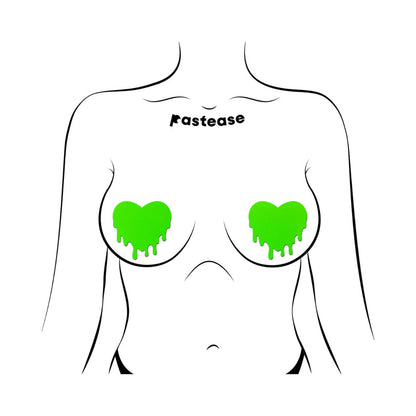 PASTEASE NEON GREEN MELTY HEART NIPPLE PASTIES