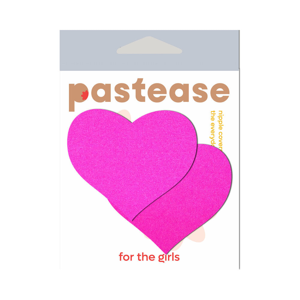 PASTEASE NEON PINK DAY-GLOW LYCRA HEART NIPPLE PASTIES