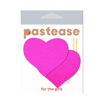 PASTEASE NEON PINK DAY-GLOW LYCRA HEART NIPPLE PASTIES
