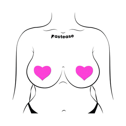 PASTEASE NEON PINK DAY-GLOW LYCRA HEART NIPPLE PASTIES