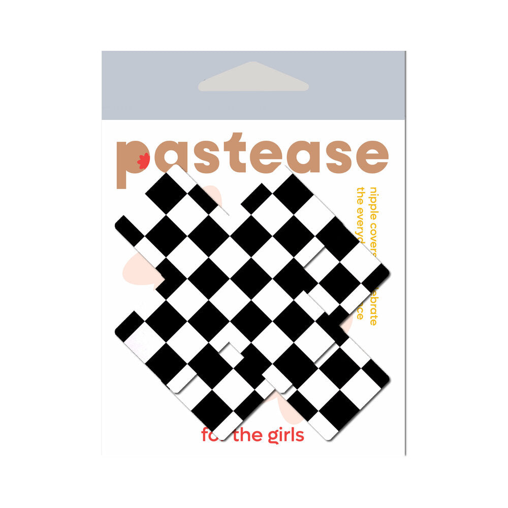 PASTEASE PLUS X BLACK & WHITE CHECKER CROSS NIPPLE PASTIES
