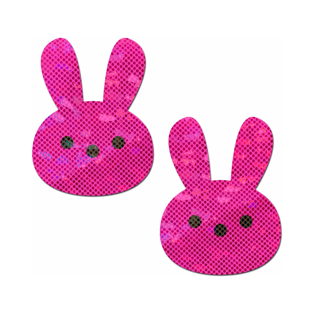 PASTEASE - GLITTERY PINK MARSHMALLOW EASTER BUNNY NIPPLE PASTIES