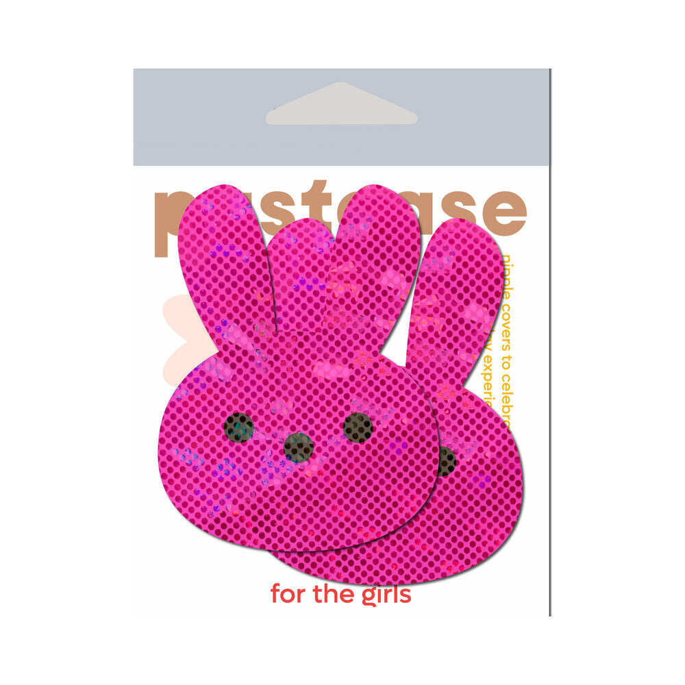 PASTEASE GLITTERY PINK MARSHMALLOW EASTER BUNNY NIPPLE PASTIES