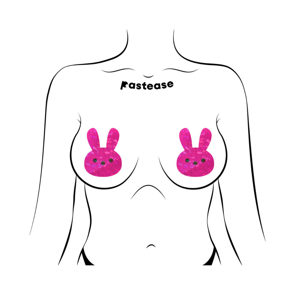 PASTEASE GLITTERY PINK MARSHMALLOW EASTER BUNNY NIPPLE PASTIES