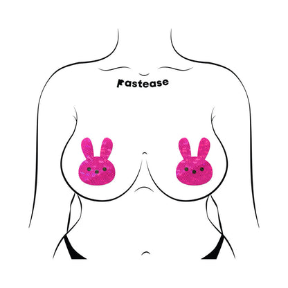 PASTEASE GLITTERY PINK MARSHMALLOW EASTER BUNNY NIPPLE PASTIES