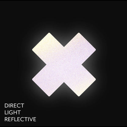 PASTEASE PLUS X REFLECTIVE GUN METAL GREY CROSS NIPPLE PASTIES