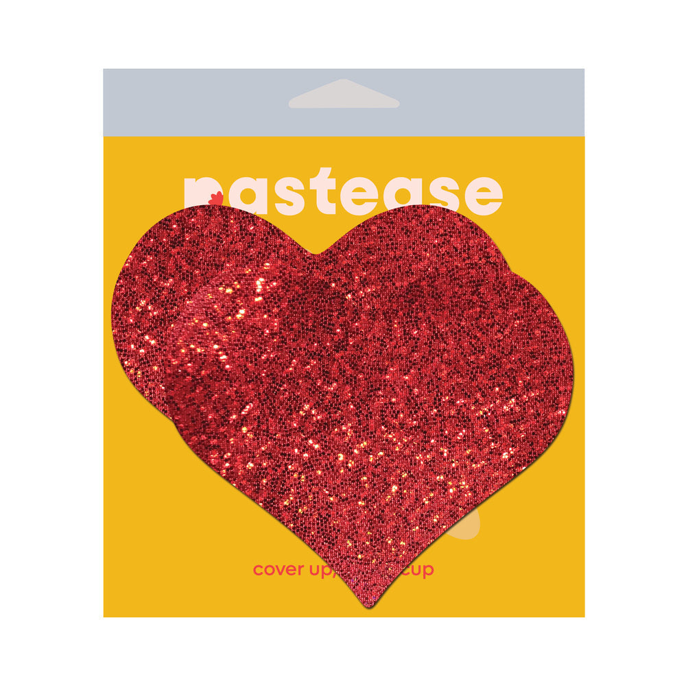 PASTEASE HEART GLITTER RED FULL BREAST COVERS SUPPORT TAPE