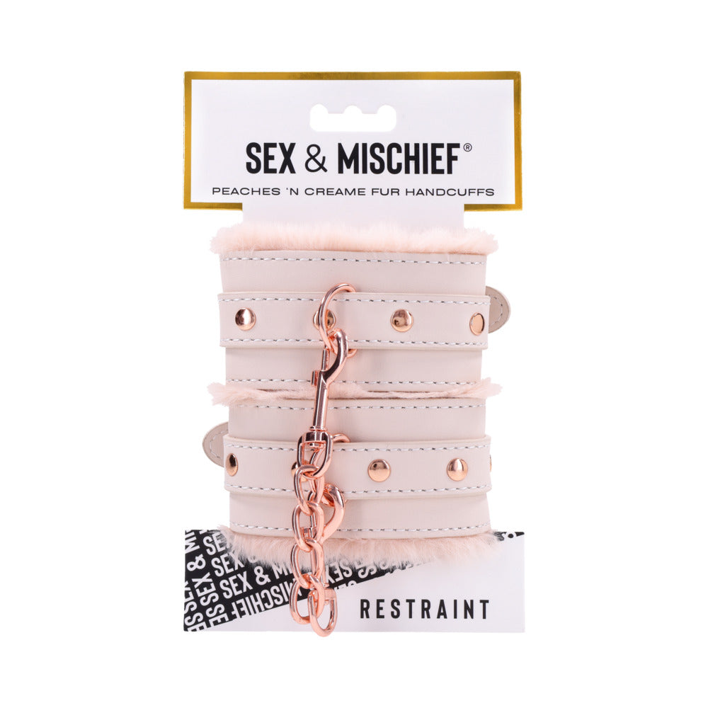 SPORTSHEETS SEX & MISCHIEF PEACHES ''N CREAME FUR HANDCUFFS