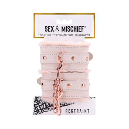 SPORTSHEETS SEX & MISCHIEF PEACHES ''N CREAME FUR HANDCUFFS