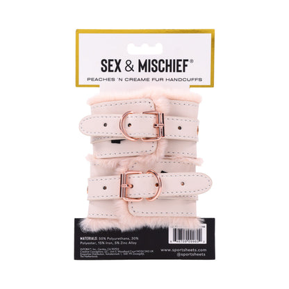SPORTSHEETS SEX & MISCHIEF PEACHES ''N CREAME FUR HANDCUFFS