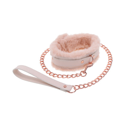 SPORTSHEETS SEX & MISCHIEF PEACHES ''N CREAME FUR COLLAR & LEASH