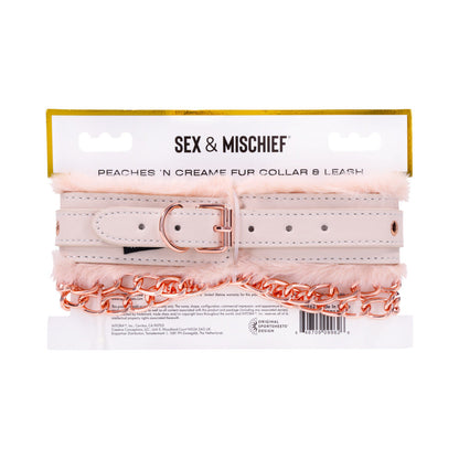 SPORTSHEETS SEX & MISCHIEF PEACHES ''N CREAME FUR COLLAR & LEASH