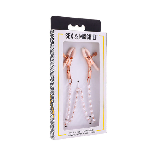 SPORTSHEETS - SEX & MISCHIEF PEACHES ''N CREAME PEARL NIPPLE CLAMPS