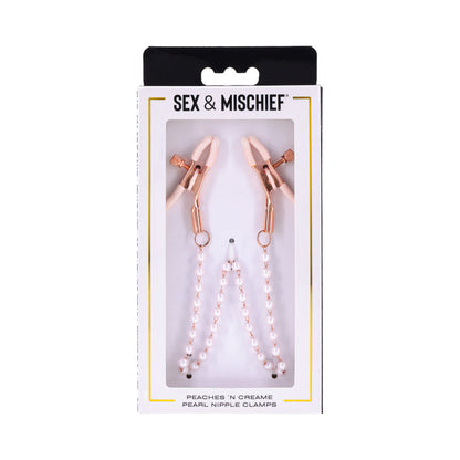 SPORTSHEETS SEX & MISCHIEF PEACHES ''N CREAME PEARL NIPPLE CLAMPS