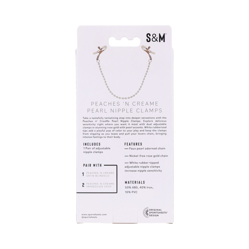 SPORTSHEETS SEX & MISCHIEF PEACHES ''N CREAME PEARL NIPPLE CLAMPS