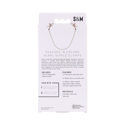 SPORTSHEETS SEX & MISCHIEF PEACHES ''N CREAME PEARL NIPPLE CLAMPS