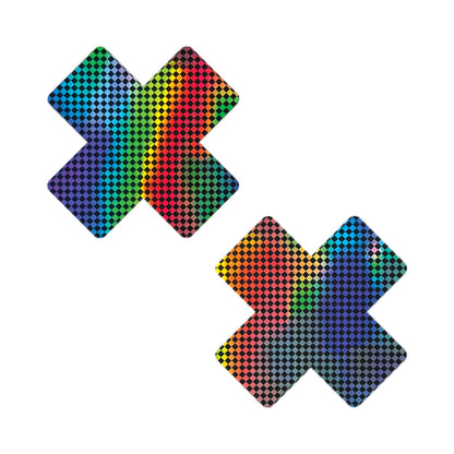 NEVA NUDE - TALLADEGA TRIPPIN'' PASTIES CON ESTAMPADO DE CUADROS SÚPER HOLOGRÁFICO