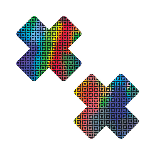 NEVA NUDE - TALLADEGA TRIPPIN'' PASTIES CON ESTAMPADO DE CUADROS SÚPER HOLOGRÁFICO
