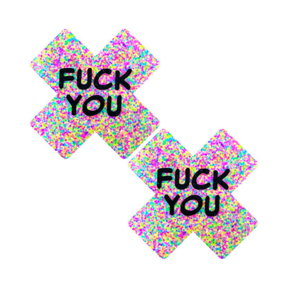 NEVA NUDE F*CK YOU SPRANKLES 3D NEON BLACKLIGHT X FACTOR NIPPLE PASTIES
