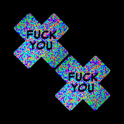 NEVA NUDE F*CK YOU SPRANKLES 3D NEON BLACKLIGHT X FACTOR NIPPLE PASTIES