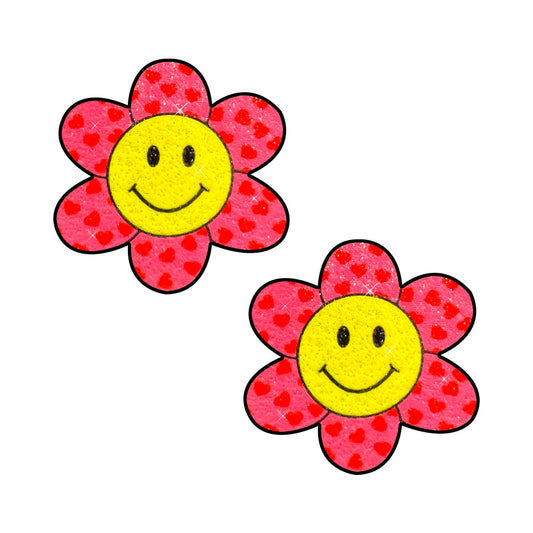 NEVA NUDE - FREAKING AWESOME SMILEY FLOWER POWER GLITTER NIPPLE PASTIES