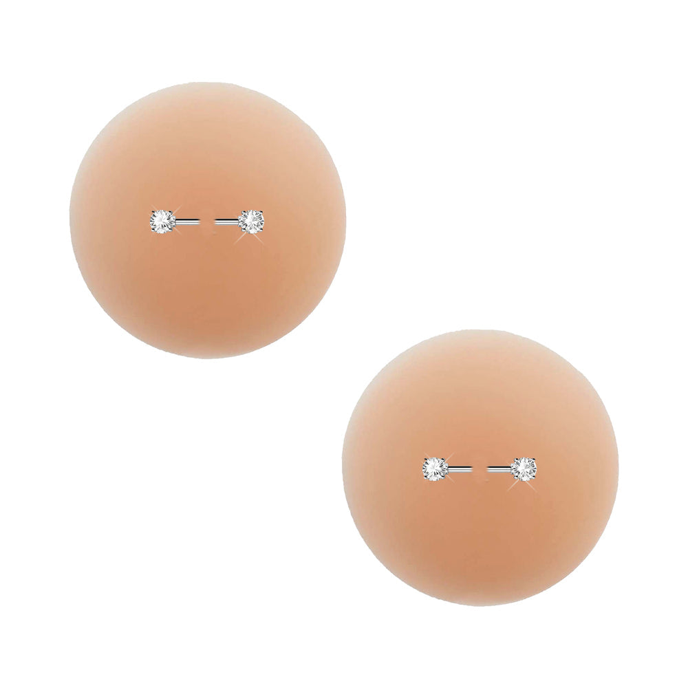NEVA NUDE - PEEK-A-BOO PIERCING BLING REUSABLE SILICONE NIPPLE PASTIES