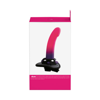 VEDO DUO SILICONE DILDO (NON-VIBRATING) WITH HARNESS PINK/PURPLE