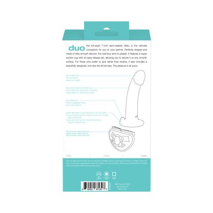 VEDO DUO SILICONE DILDO (NON-VIBRATING) WITH HARNESS TURQUOISE/BLACK
